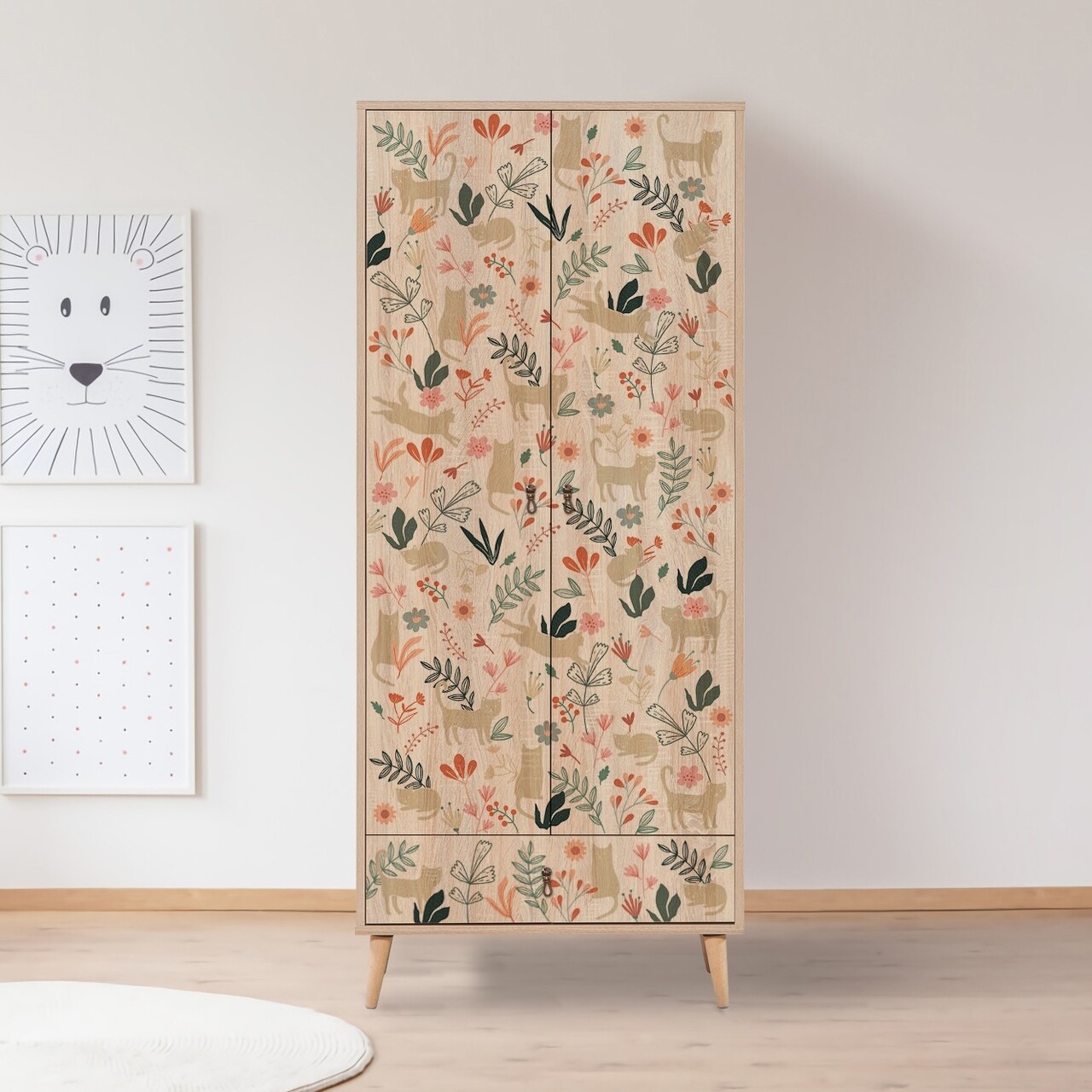 Dulap pentru haine, Vella, City Cat, 80 x 190 x 45 cm, pal melaminat, multicolor - imagine 5